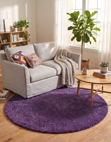 160cm x 160cm Solid Frieze Round Rug