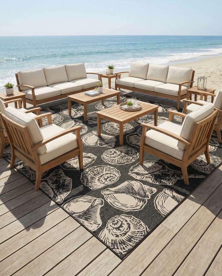 13' x 13' Easy-Clean Coastal Indoor / Outdoor Square Rug