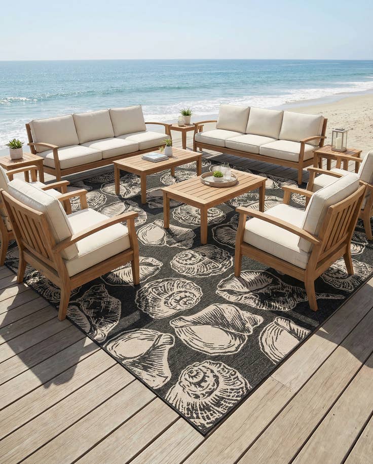 Detail image of 13' x 13' Easy-Clean Coastal Indoor / Outdoor Square Rug