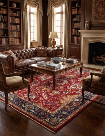 9' 1 x 11' 8 Hand Knotted Heriz Rug