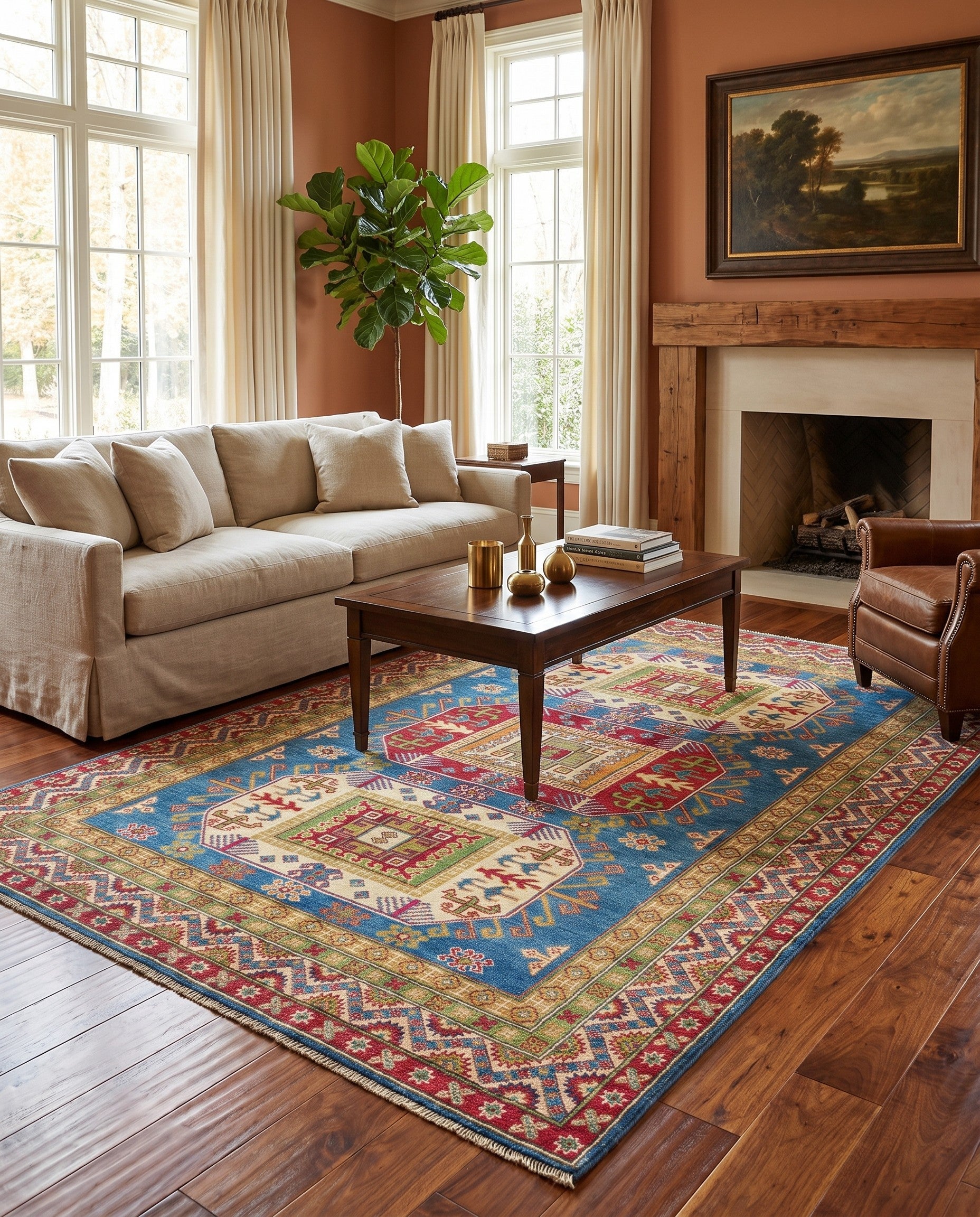 5' x 7' 1 Hand Knotted Kazak Rug