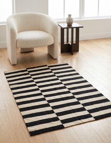 3' 4 x 4' 10 Hand Woven Kilim Modern Wool Rug