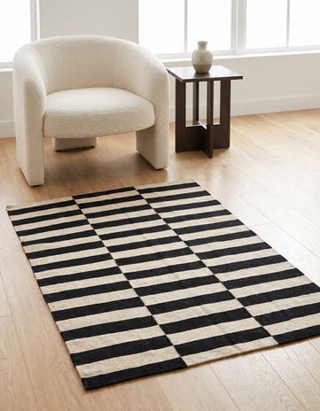 3' 4 x 4' 10 Hand Woven Kilim Modern Wool Rug