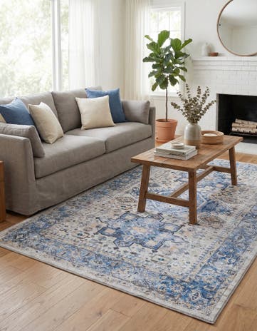 Royal Blue Washable Yara Rug