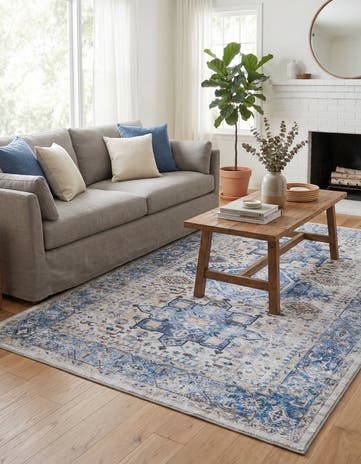 Royal Blue Washable Yara Rug
