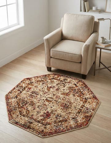 Beige Cream Saturn Octagon Rug