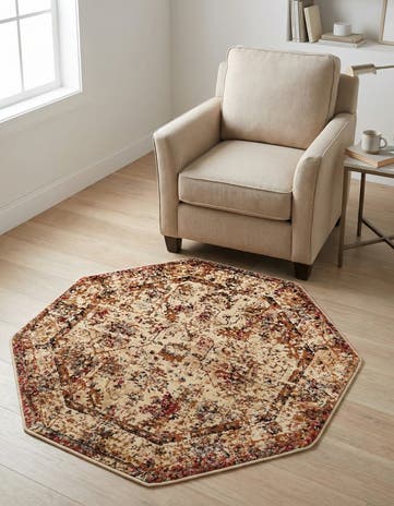 Beige Cream Saturn Octagon Rug