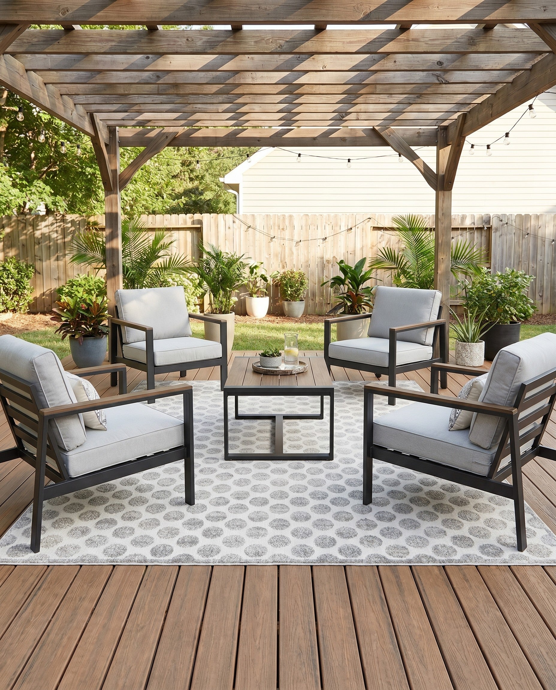 Gray Easy-Clean Sabrina Soto Indoor / Outdoor Square Rug