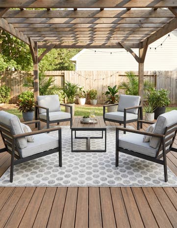 Gray Easy-Clean Sabrina Soto Indoor / Outdoor Square Rug