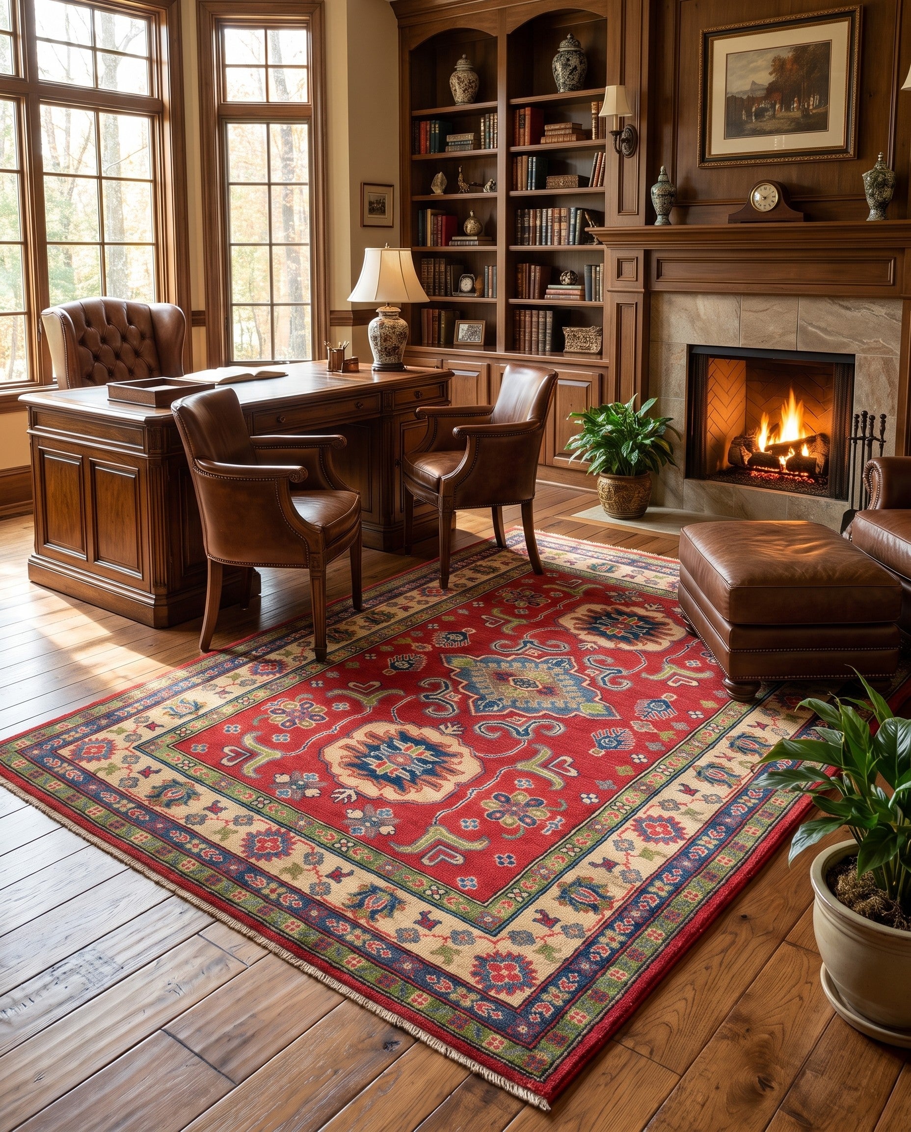 4' 3 x 6' Hand Knotted Kazak Rug