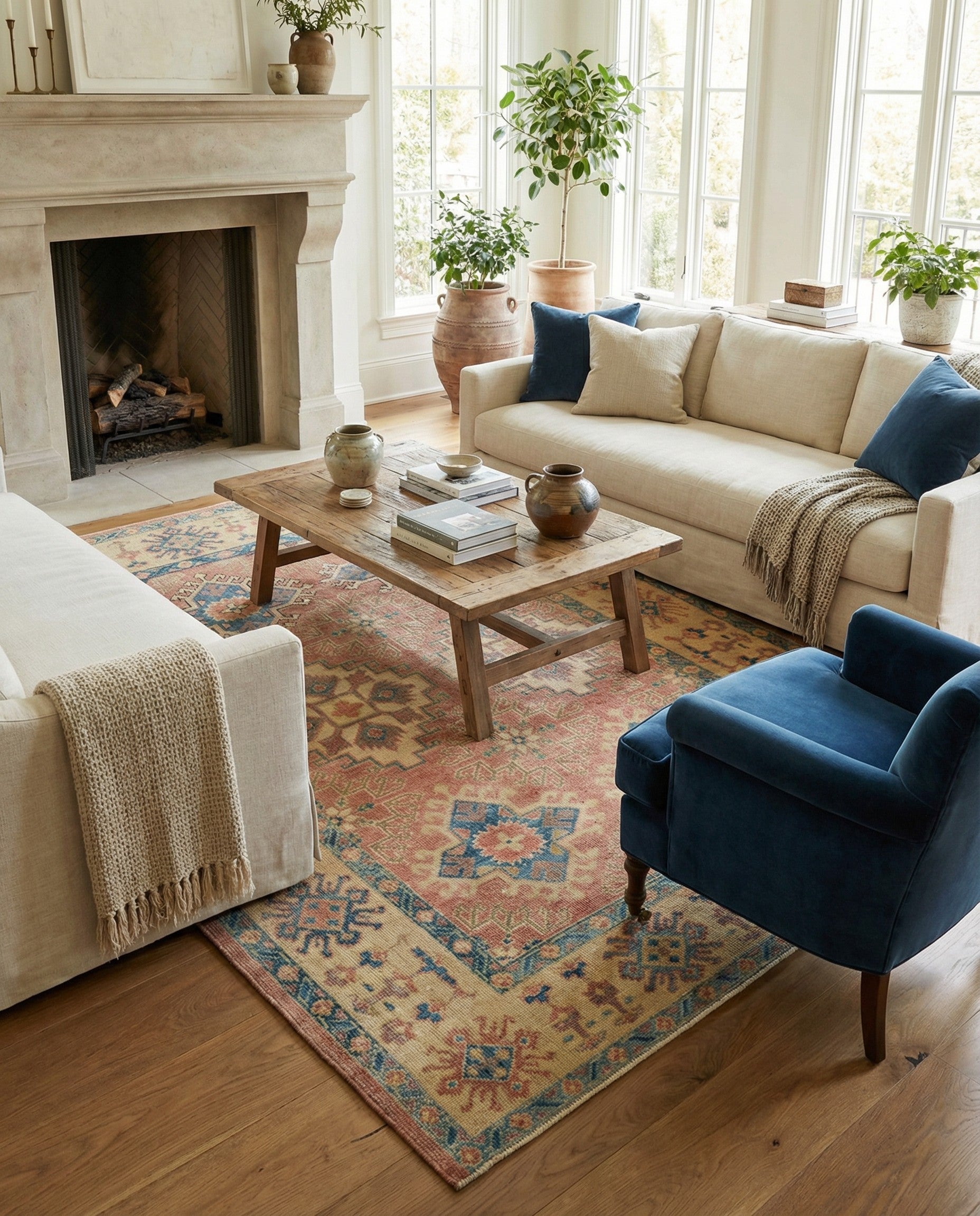 4' x 5' 9 Hand Knotted Oushak Wool Rug