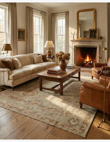 8' 3 x 9' 10 Hand Knotted Oushak Wool Rug