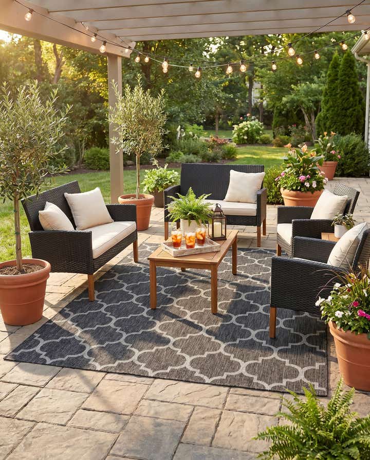 7' 10 x 10' Easy-Clean Trellis Indoor / Outdoor Rug
