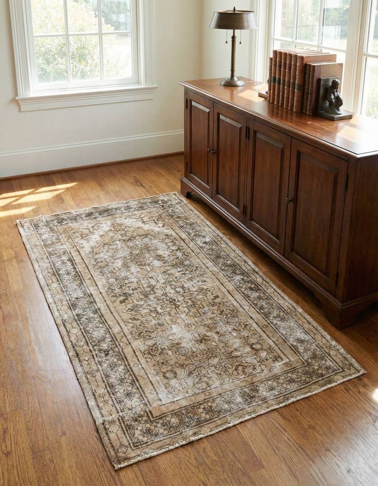 Detail image of 3' 10 x 6' 3 Hand Knotted Ultra Vintage Persian Wool Rug