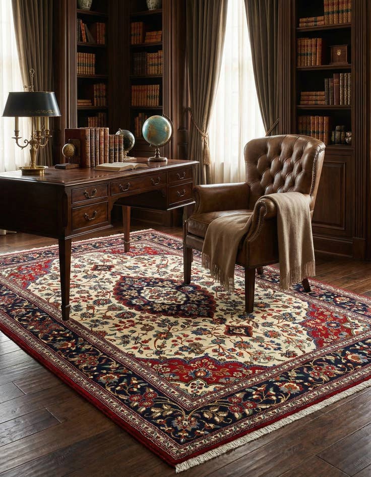 Detail image of 5' 1 x 8' Hand Knotted Qom Persian Rug