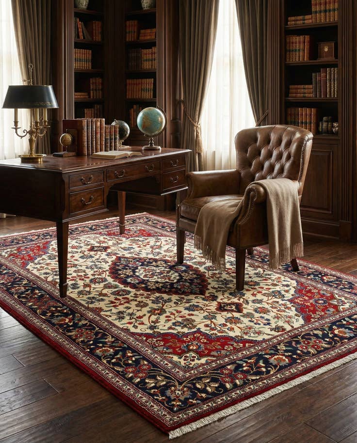 Detail image of 5' 1 x 8' Hand Knotted Qom Persian Rug