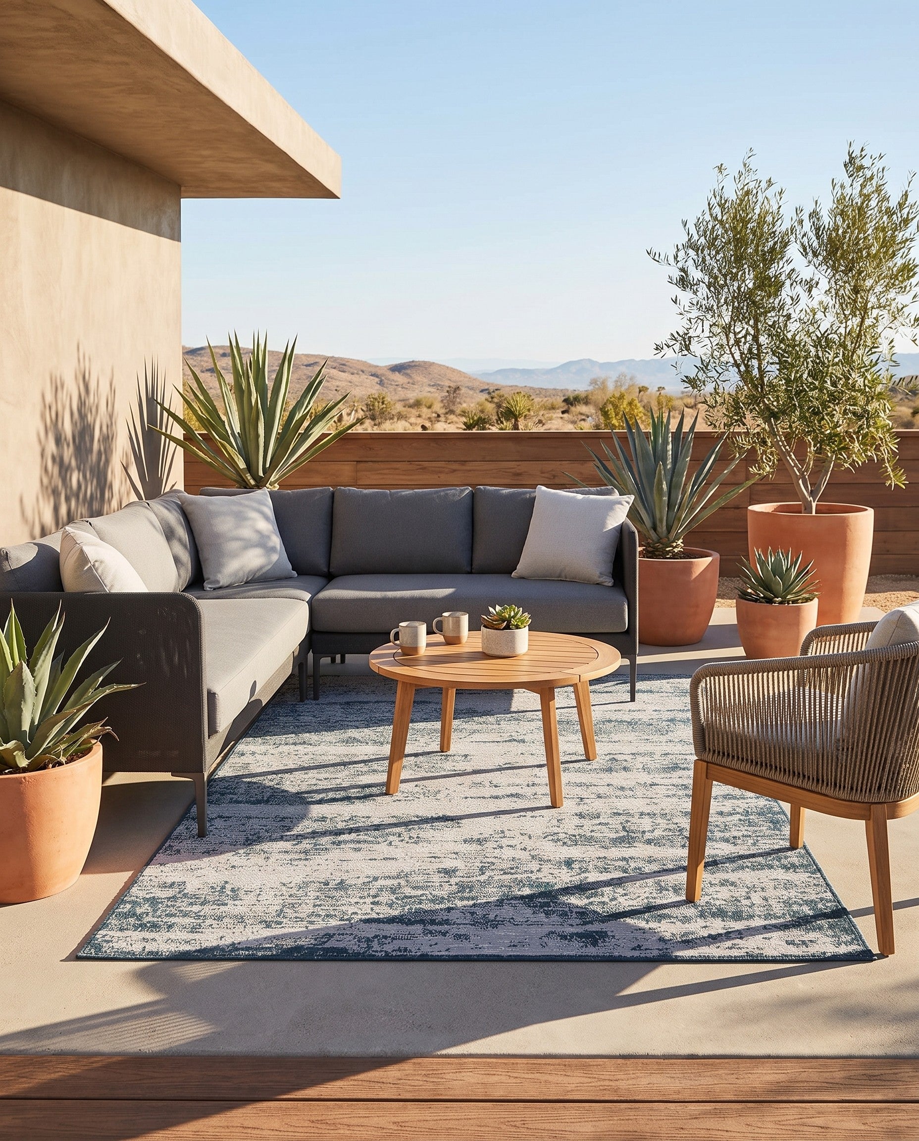 5' 3 x 8' Easy-Clean Modern Indoor / Outdoor Rug