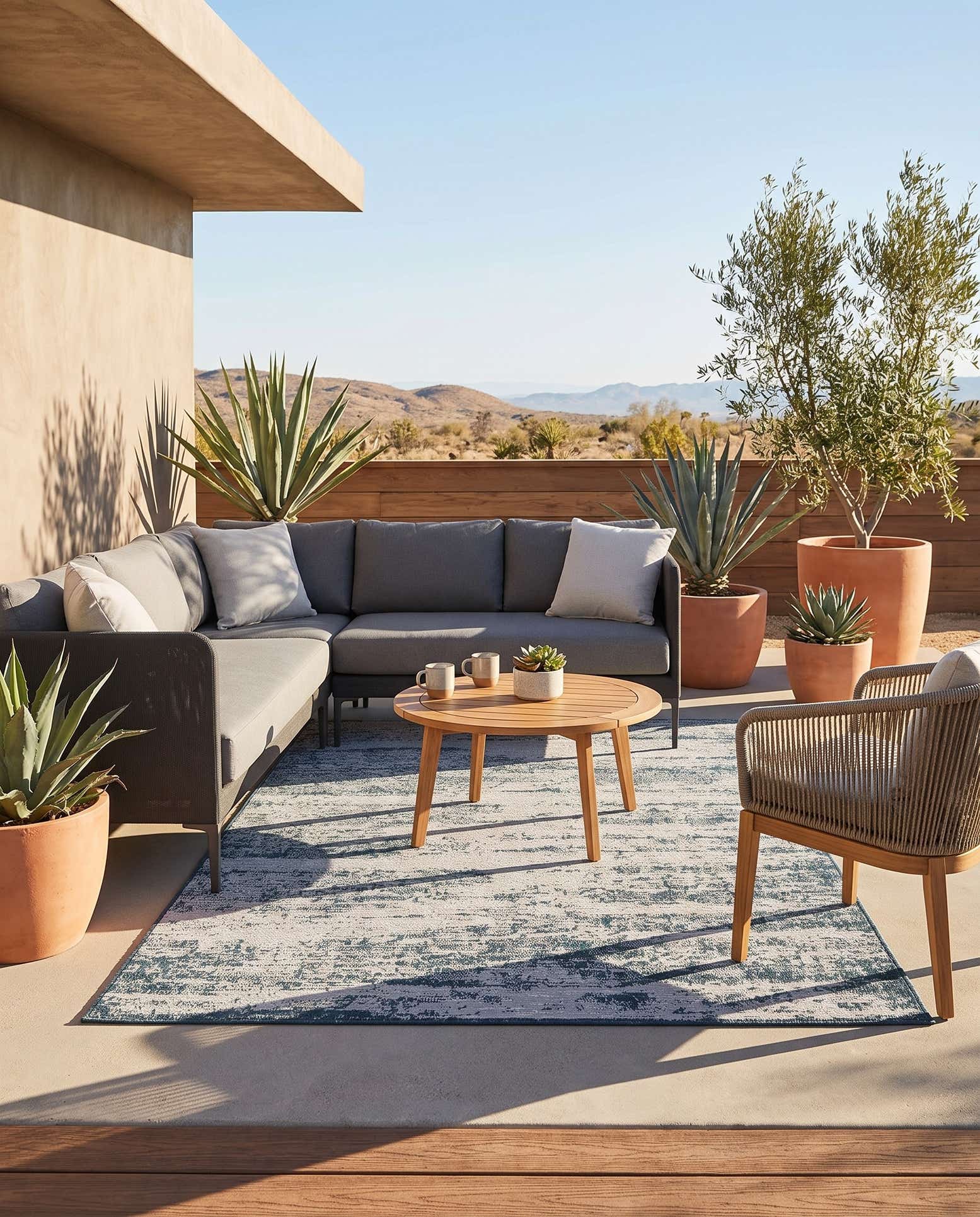 5' 3 x 8' Easy-Clean Modern Indoor / Outdoor Rug