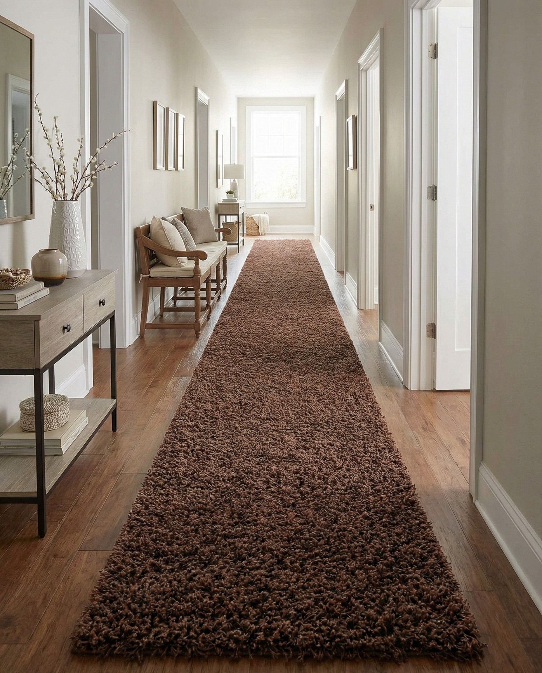 2' 7 x 19' 8 Solid Shag Runner Rug