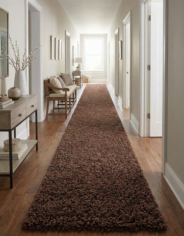 2' 7 x 19' 8 Solid Shag Runner Rug