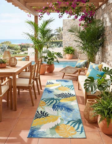 2' 7 x 10' Easy-Clean Botanical Indoor / Outdoor Runner Rug