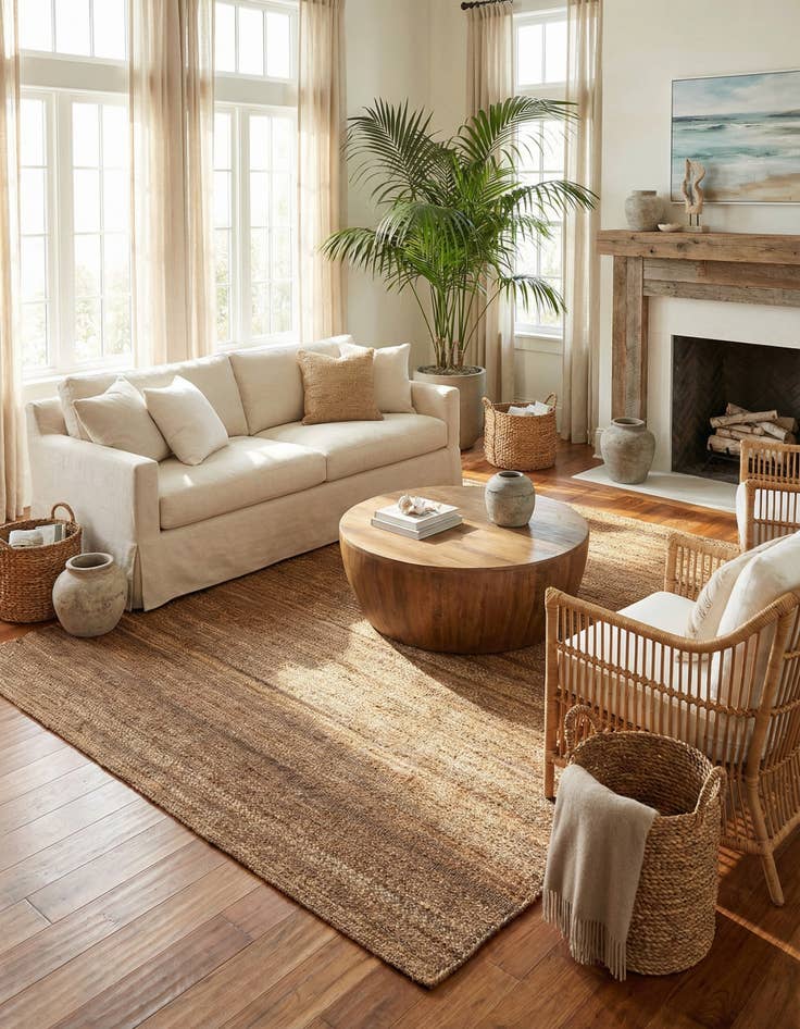 Detail image of 7' 10 x 10'  Hand Woven Palm Beach Jute Rug