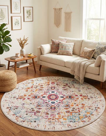 Beige Amulet Round Rug
