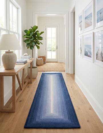 Blue Ombre Wool Runner Rug