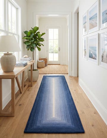 Blue Ombre Wool Runner Rug
