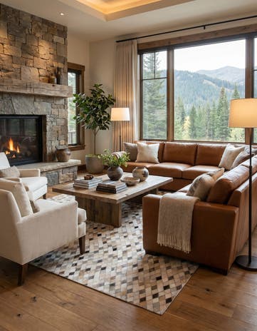 5' x 8' 1 Cowhide Leather Rug