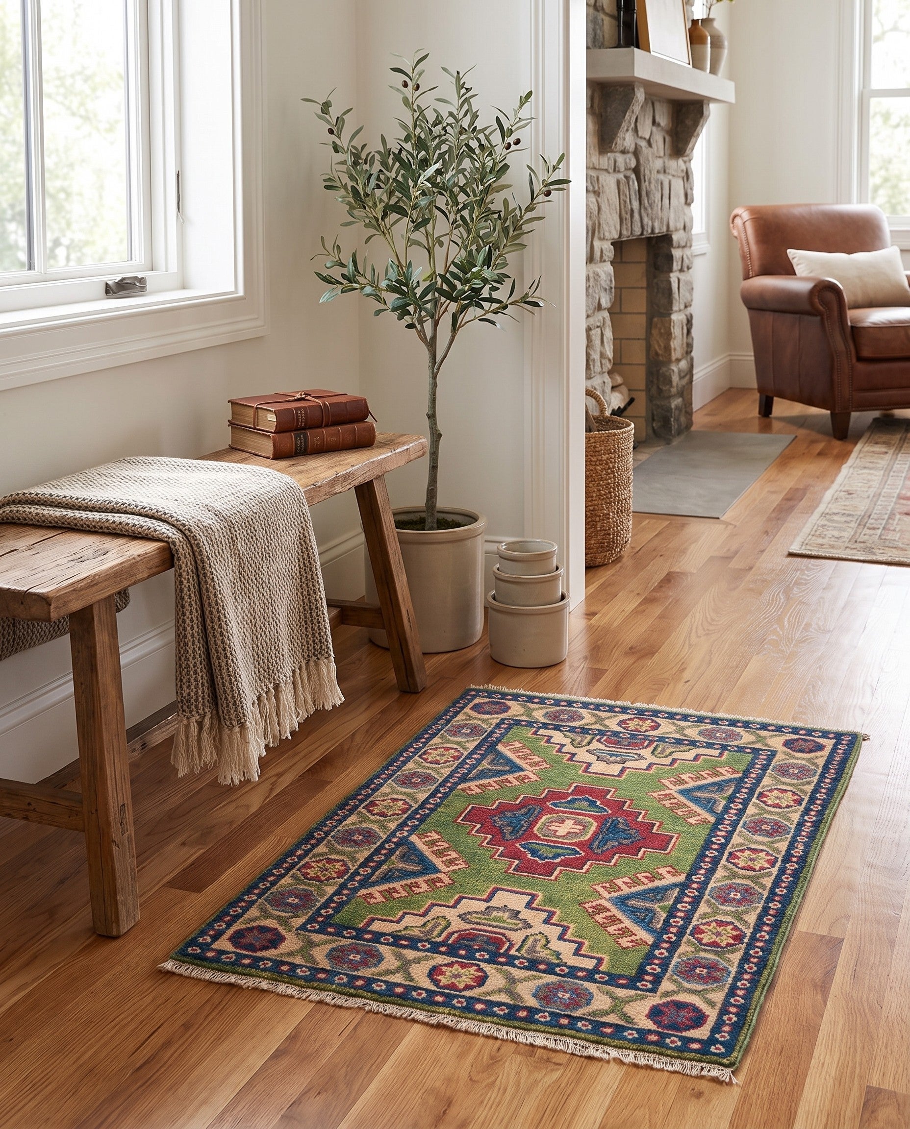 2' x 2' 11 Hand Knotted Kazak Rug