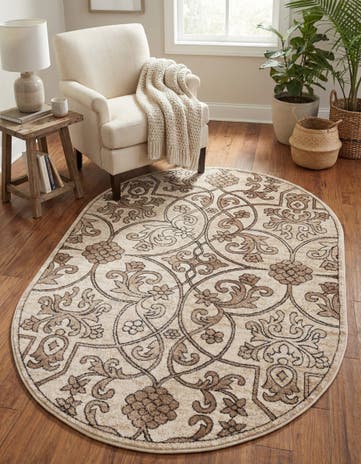 Dark Beige Nepal Oval Rug