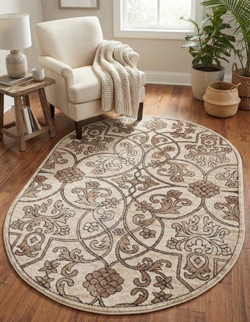 Dark Beige Nepal Oval Rug