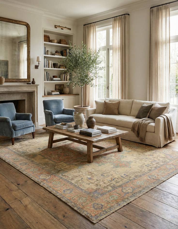Detail image of 9' 5 x 12' 1 Hand Knotted Oushak Wool Rug