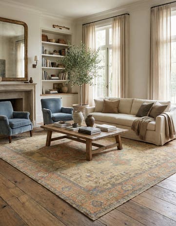9' 5 x 12' 1 Hand Knotted Oushak Wool Rug