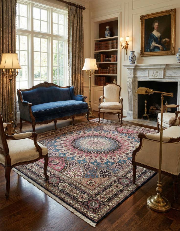 Detail image of 6' 8 x 8' 3 Hand Knotted Tabriz Persian Square Rug