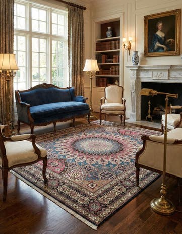 6' 8 x 8' 3 Hand Knotted Tabriz Persian Square Rug