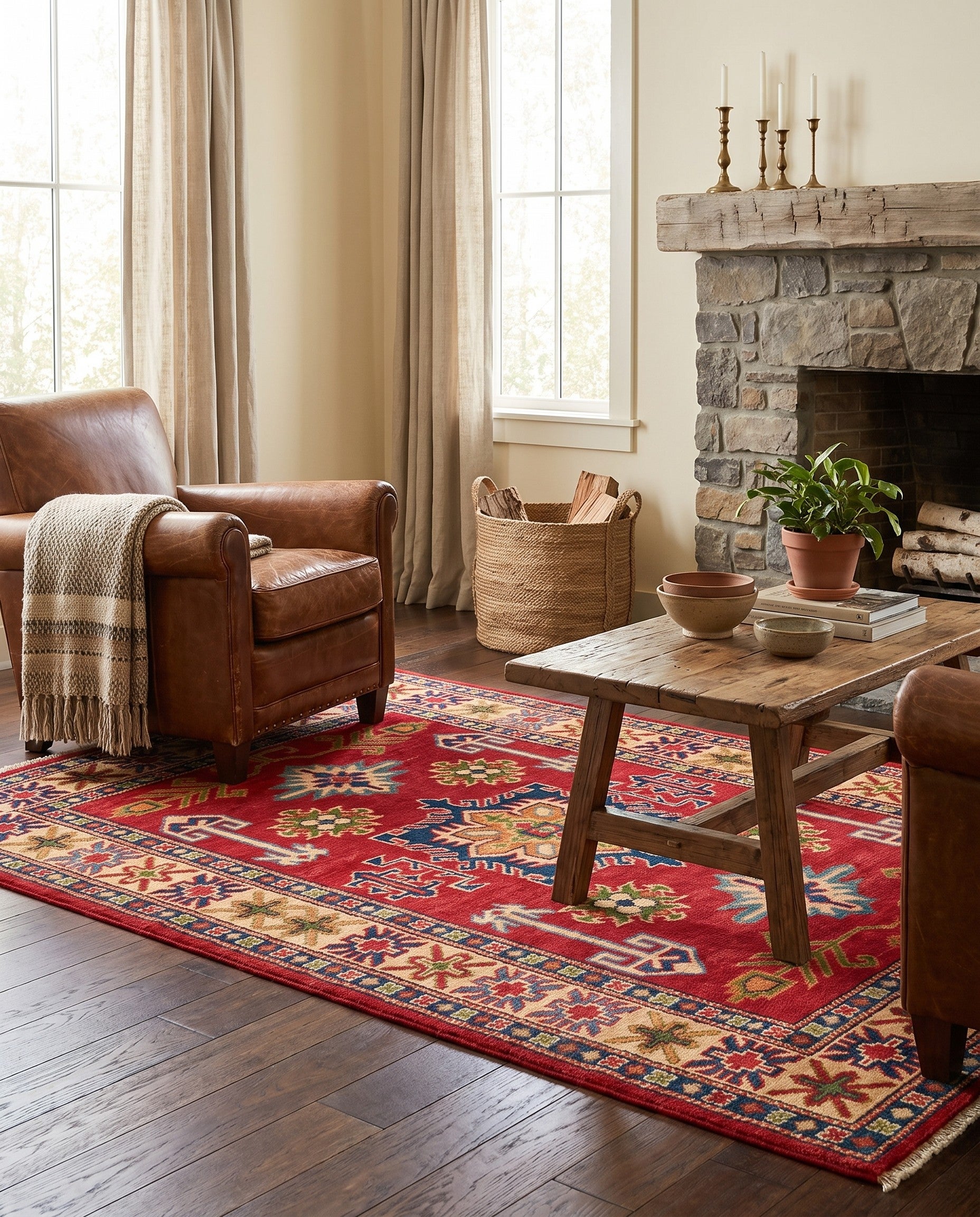 3' 5 x 5' 1 Hand Knotted Kazak Rug