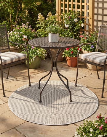 Gray Easy-Clean Sabrina Soto Indoor / Outdoor Round Rug