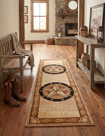 Ivory Brown Pioneer Runner Rug