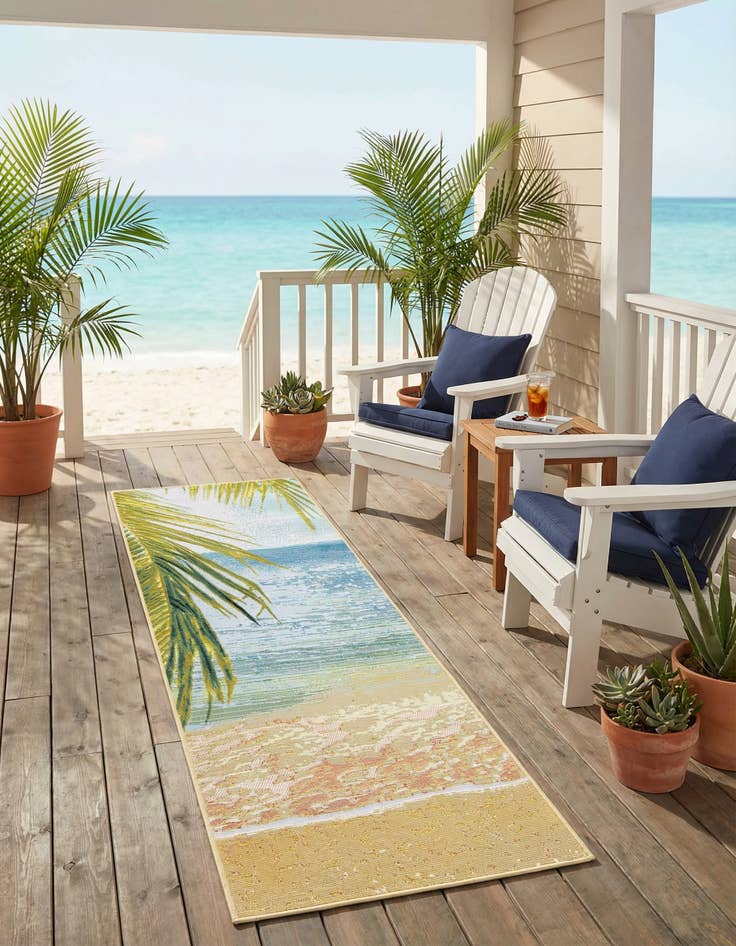 Detail image of 2' x 6' Washable Coastal Indoor / Outdoor Runner Rug
