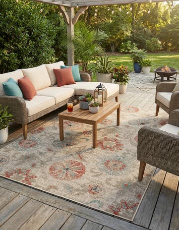 6' x 9' Easy-Clean Botanical Indoor / Outdoor Rug