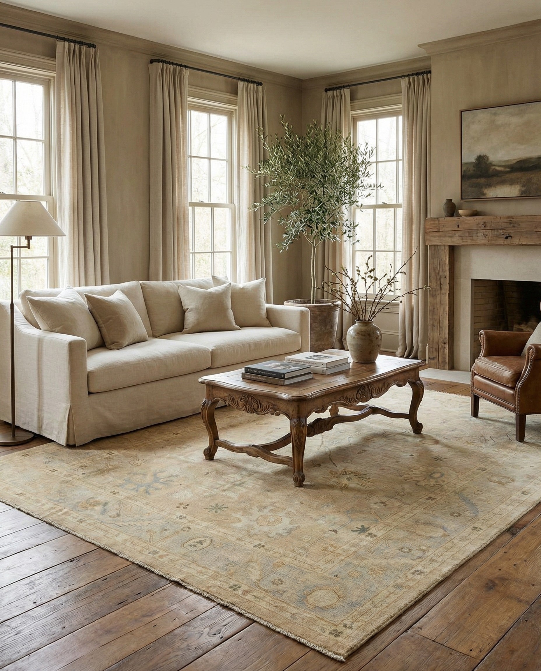 Primary image  8' 6 x 9' 9  Hand Knotted Oushak Wool Rug