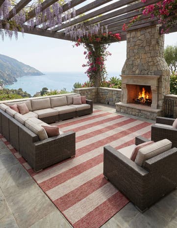 13' x 13' Easy-Clean Ribbon Indoor / Outdoor Square Rug