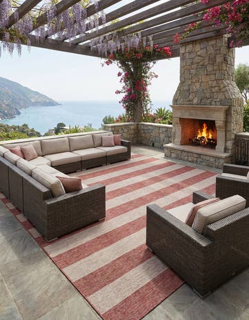 13' x 13' Easy-Clean Ribbon Indoor / Outdoor Square Rug