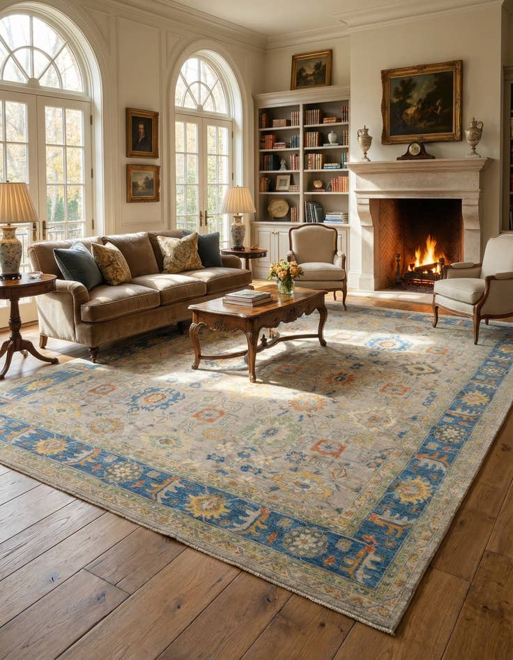 Detail image of 12' x 14' 9 Hand Knotted Oushak Wool Rug