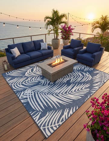 13' x 13' Easy-Clean Botanical Indoor / Outdoor Square Rug