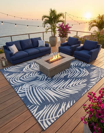 13' x 13' Easy-Clean Botanical Indoor / Outdoor Square Rug