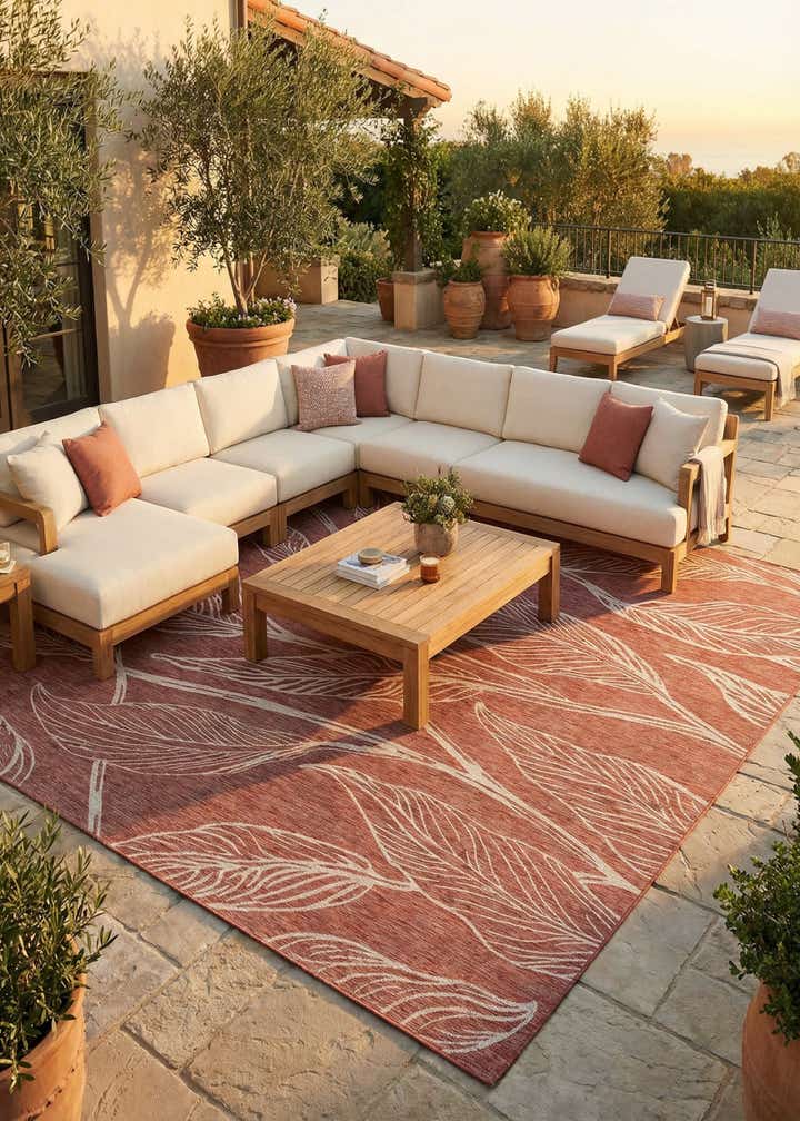 13' x 13' Easy-Clean Botanical Indoor / Outdoor Square Rug