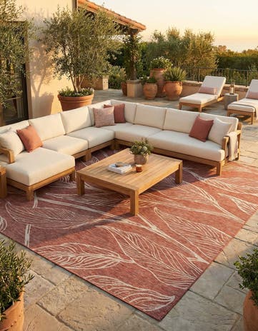 13' x 13' Easy-Clean Botanical Indoor / Outdoor Square Rug